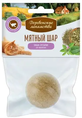 Купить Деревенские лакомства игрушка для кошки "Мятный шар": тимьян + пустырник