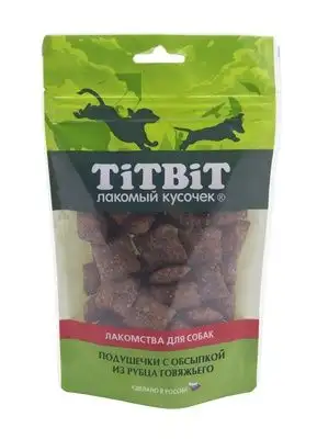 Купить titbit Золотая коллекция лакомство для собак подушечки с обсыпкой из говяжьего рубца