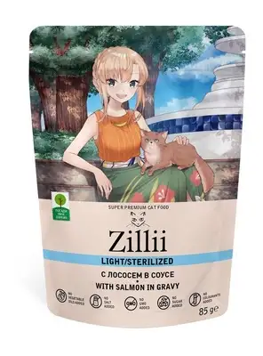 Купить zilli влажный корм для стерилизованных кошек с лососем в соусе (пауч)