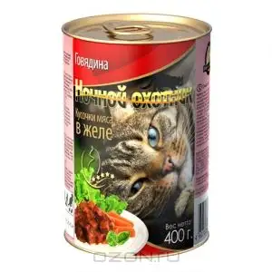 Купить Ночной охотник консервы для кошек кусочки в желе говядина
