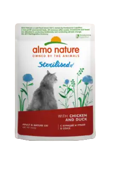 Купить almo nature Влажный корм для стерилизованных кошек с курицей и уткой в соусе (пауч)