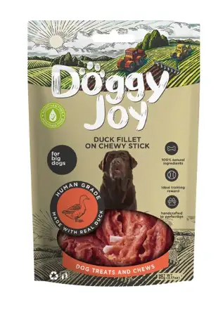 Купить doggy joy лакомство для собак крупных пород, филе утки на жевательной палочке