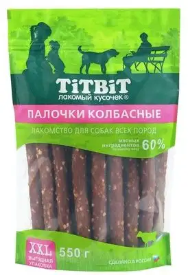 Купить titbit лакомство для собак всех пород палочки колбасные , выгодная упаковка xxl