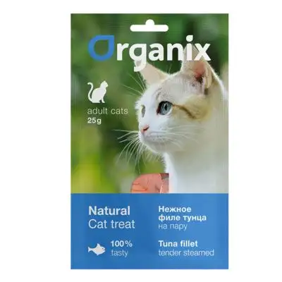 Купить organix лакомства лакомство для кошек "Нежное филе тунца, приготовленное на пару" 100% рыба