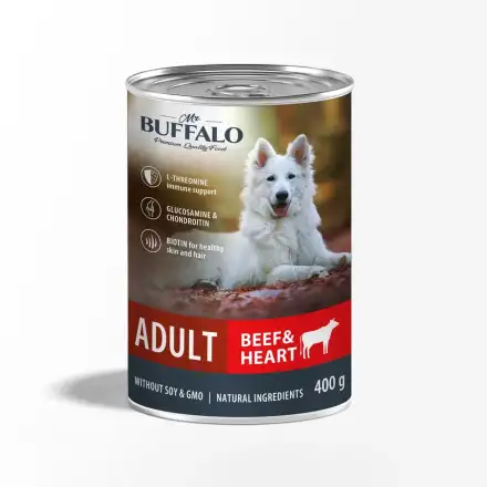 Купить mr.buffalo  консервы для собак с говядиной и сердцем