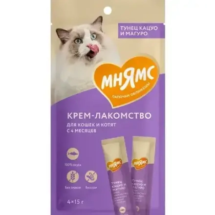 Купить Мнямс Крем-лакомство для кошек с тунцом Кацуо и Магуро