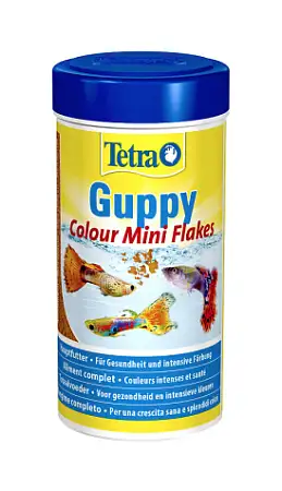 Купить tetra guppy colour flakes Корм для усиления окраса гуппи и живородящих рыб, хлопья