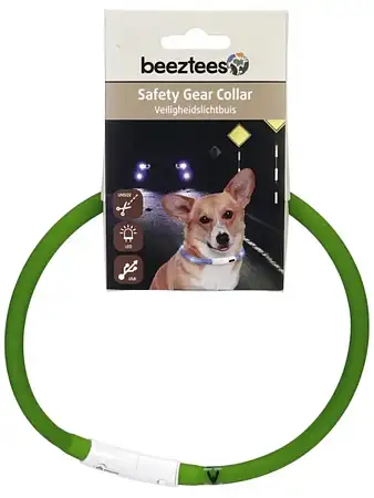 Купить beeztees ошейник для собак силиконовый, светящийся, с usb, зеленый
