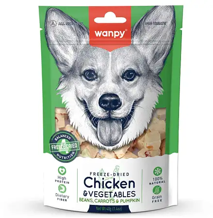 Купить wanpy dog Сублимированное лакомство для собак из курицы и овощей