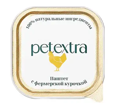 PETEXTRA влажный корм для взрослых кошек паштет с фермерской курочкой (ламистер)
