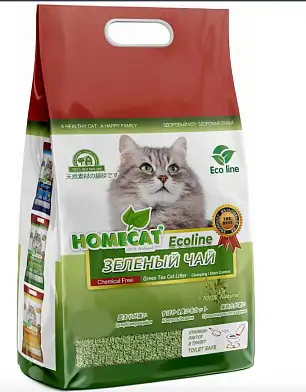 Homecat комкующийся наполнитель для кошек "Эколайн" Зеленый Чай