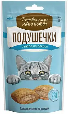 Деревенские лакомства для кошек подушечки с пюре из лосося