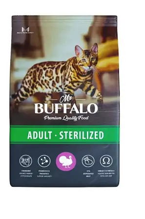 Купить mr.buffalo сухой корм для стерилизованных кошек, индейка