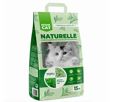 HOMECAT NATURELLE Зеленый чай комкующийся растительный наполнитель для кошек с ароматом зеленого чая