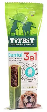 Купить titbit лакомство для собак мелких и средних пород dental 3в1 с мятой