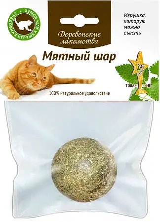 Купить Деревенские лакомства игрушка-лакомство для кошки "мятный шар"