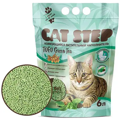 Cat Step Tofu Green Tea наполнитель для кошек комкующийся растительный