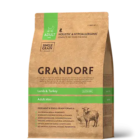 Купить grandorf сухой корм для взрослых собак мелких пород, ягнёнок с индейкой
