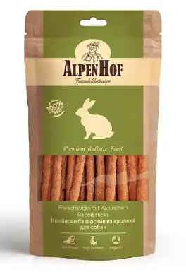 AlpenHof лакомство для собак средних и крупных пород Колбаски баварские из кролика