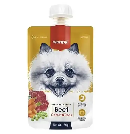 Купить wanpy dog лакомство для собак мясной мусс из курицы из говядины и моркови с горохом