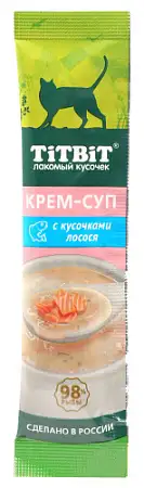 Купить titbit Лакомства для кошек крем-суп с кусочками лосося
