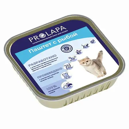 Купить prolapa premium ламистер полнорационный консервированный корм паштет с рыбой для кошек