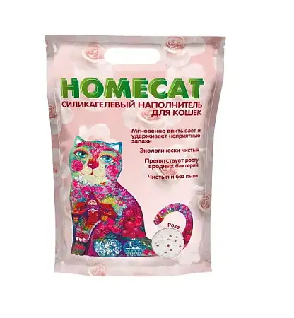 Купить homecat силикагелевый наполнитель для кошек с ароматом розы
