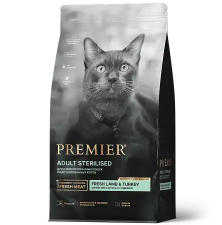 Купить premier сухой корм для стерилизованных кошек с индейкой и ягненком