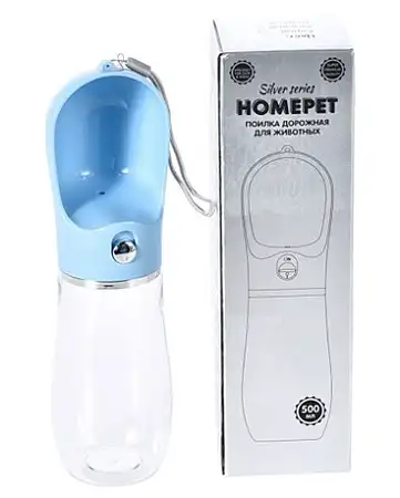 Купить homepet silver series поилка пластиковая дорожная для собак и кошек, голубая