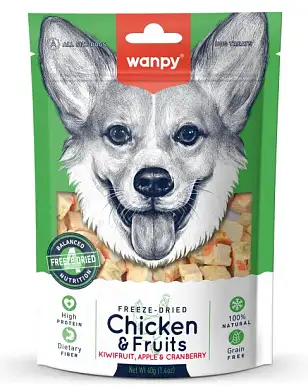 Wanpy Dog сублимированное лакомство для собак с курицей и фруктами