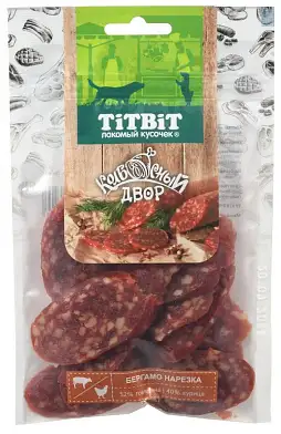 TiTBiT лакомство для собак колбаса нарезка Бергамо 