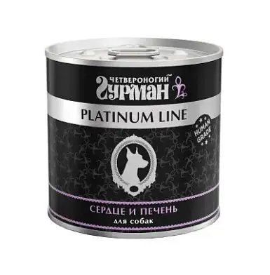 Четвероногий Гурман Platinum Line консервы для взрослых собак всех пород, с сердцем и печенью в желе