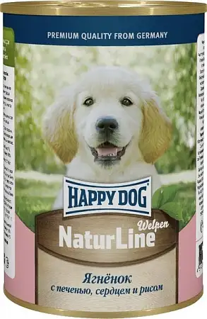 Купить happy dog консервы для щенков: аппетитный ягненок, печень, сердце и рис