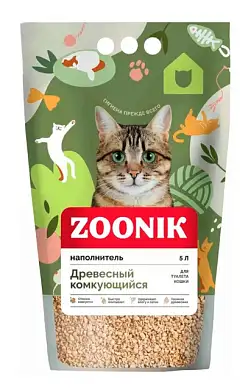 Зооник наполнитель для кошек древесный комкующийся 