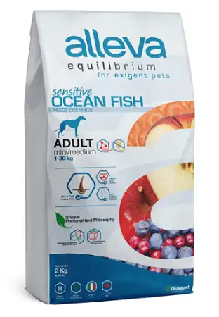 Купить alleva equilibrium dog sensitive сухой корм для взрослых собак мелких и средних пород с океанической рыбой