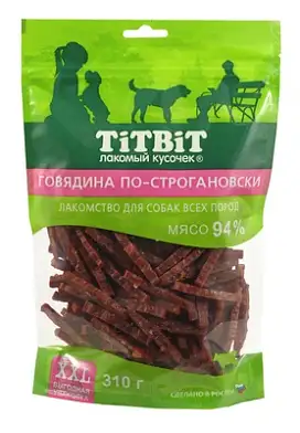 TiTBiT выгодная упаковка XXL лакомство для собак всех пород Говядина по-строгановски 
