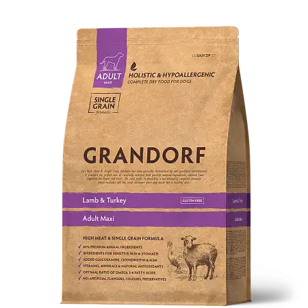 Купить grandorf сухой корм для взрослых собак крупных пород, ягненок с индейкой
