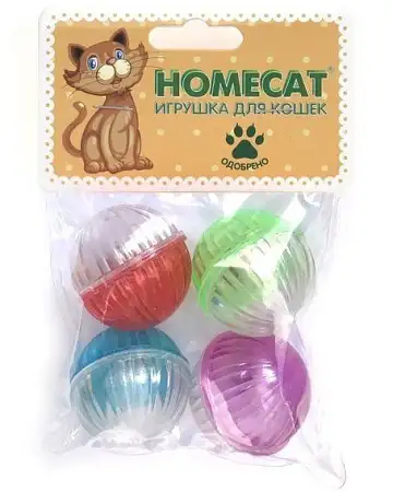 Купить homecat Игрушка для кошек Мячи пластиковые разноцветные с колокольчиком