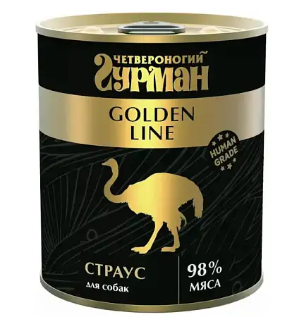 Купить Четвероногий гурман golden line консервы для взрослых собак со страусом