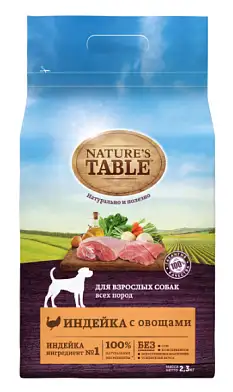 Nature's Table сухой корм для взрослых собак всех пород с индейкой и овощами
