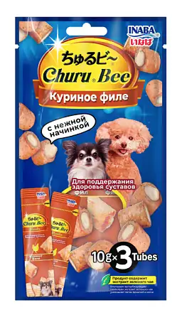 Купить inaba Лакомство churu bee для собак Запеченные трубочки Куриное филе для поддержания здоровья суставов