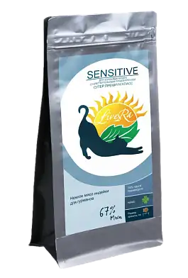 LiveRA Sensitive сухой корм для кошек с чувствительным пищеварением индейка с рисом